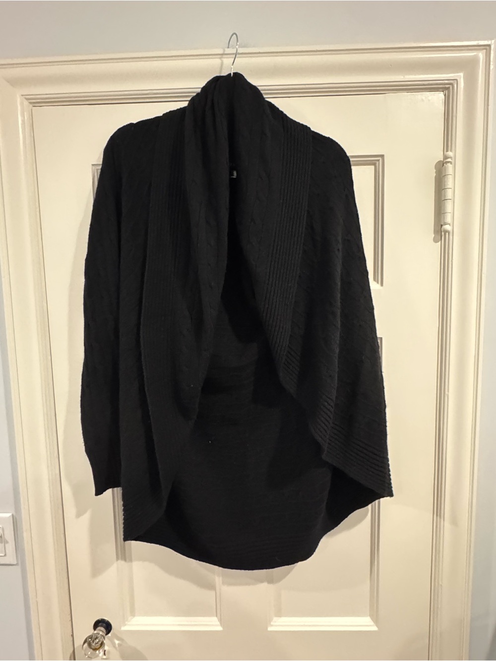 Ralph Lauren Black Open-Front Cashmere Draped Sweater Cardigan